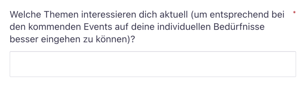 bei der anmeldung unserer e-commerce events werden diese interessensgebiete von unserer community erfragt